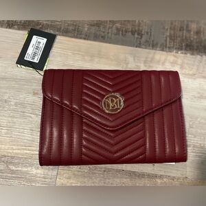 Badgley Mischka Burgundy Quilted Crossbody Bag